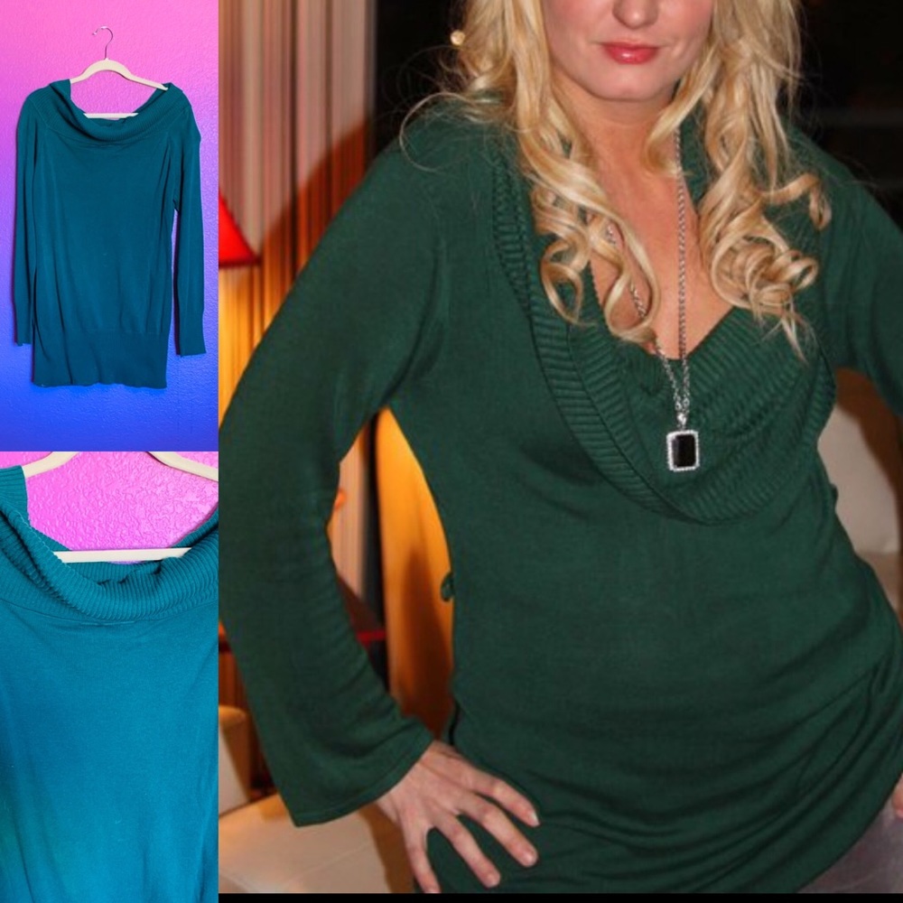 Green Loved Cowlneck Tunic Sweater Size XL
